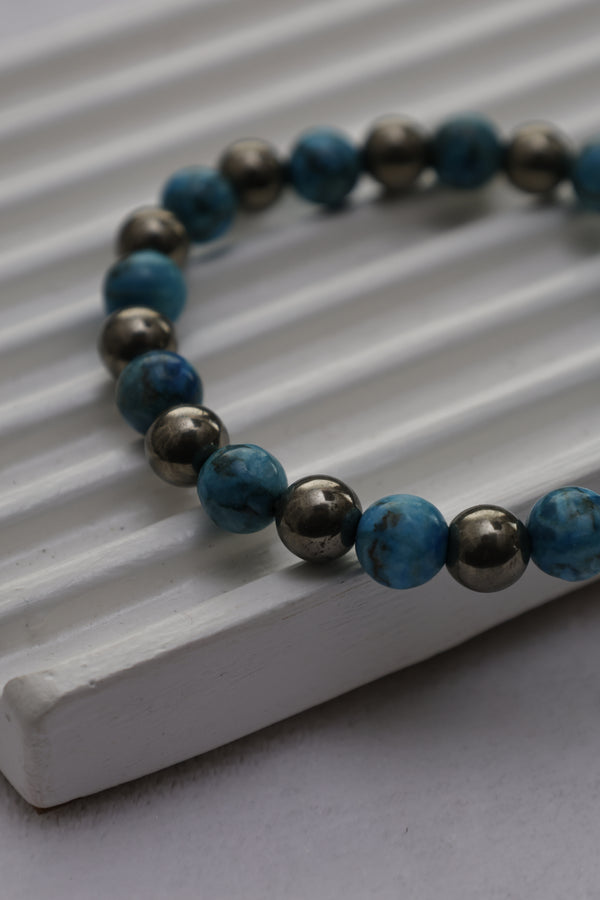 African Turquoise and Pyrite Bracelet