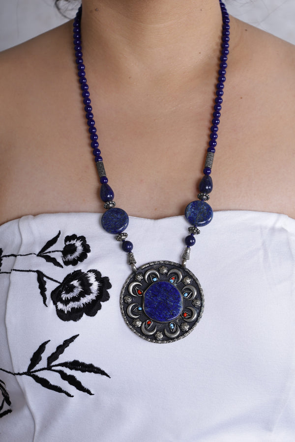 Lapis Lazuli Coin pendant Necklace