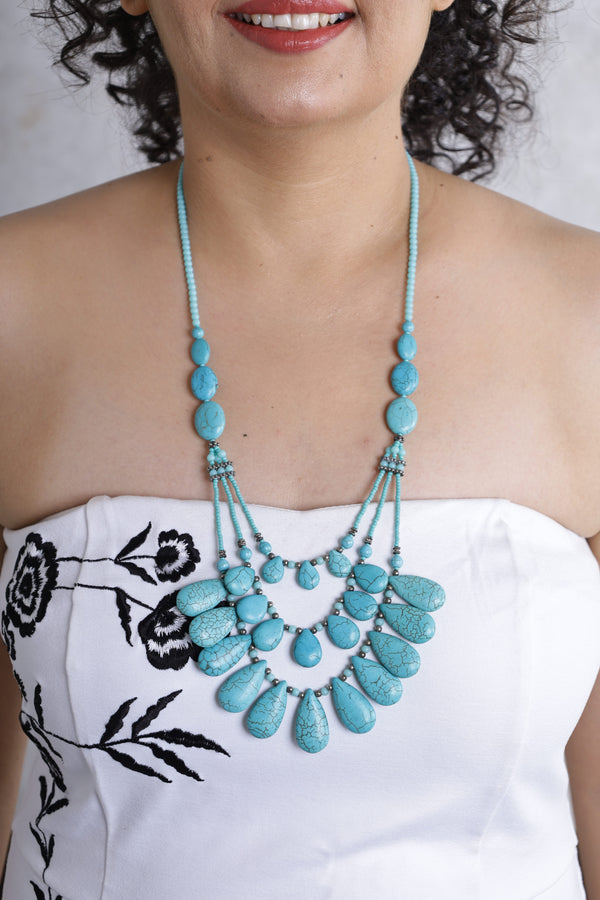 Afghani Turquoise Three layered Necklace